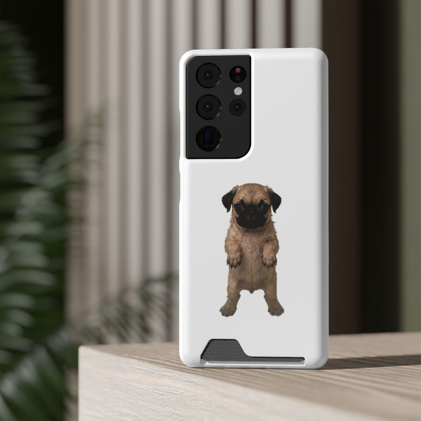 Cute Standing  Pug Card Holder Phone Case