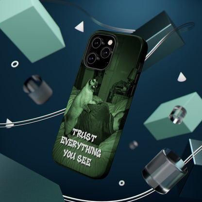 Phone Case 'Trust Everything You See' Green Dog Photo Magnetic Impact-Resistant Case