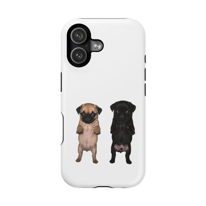 Cute Standing Pug Duo Magnetic Impact-Resistant Phone Case