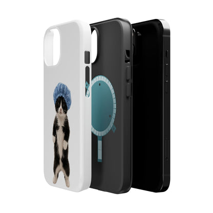 Cute Cat in Shower Cap Magnetic Impact-Resistant Phone Case