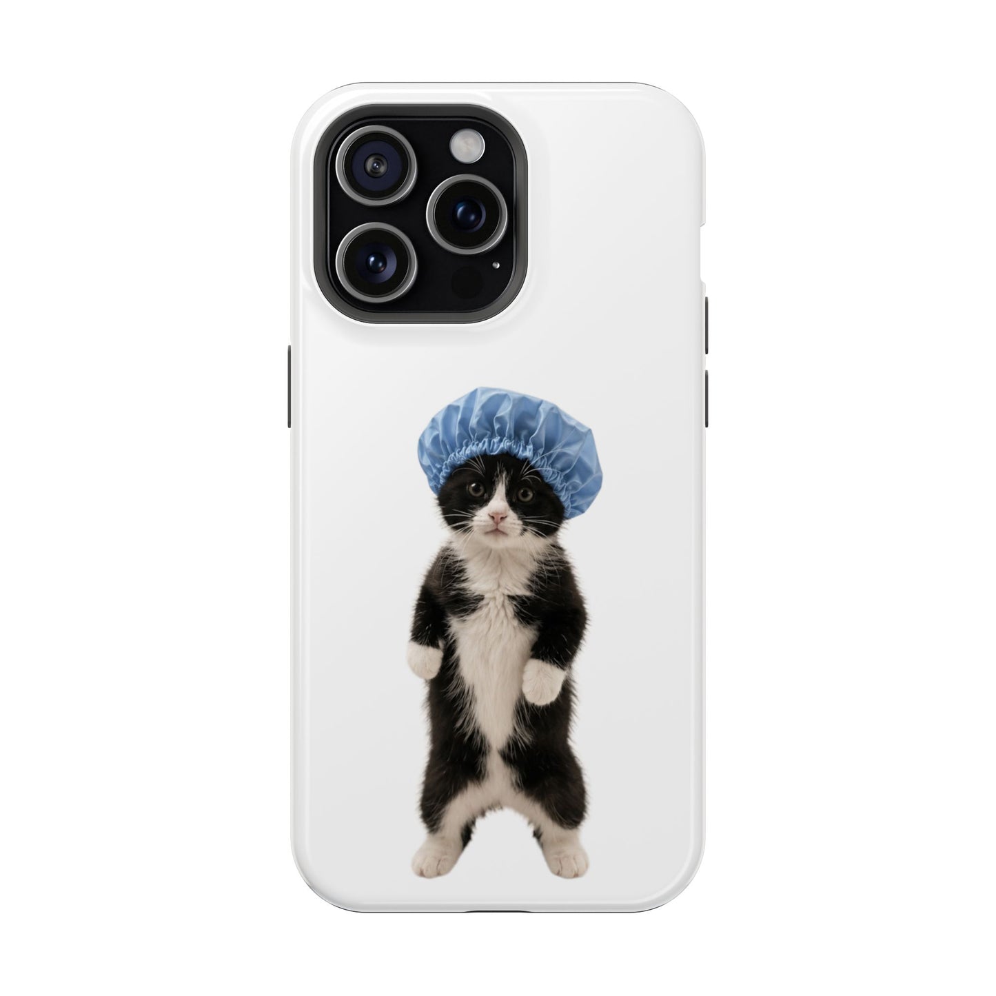 Cute Cat in Shower Cap Magnetic Impact-Resistant Phone Case