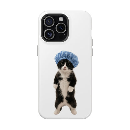 Cute Cat in Shower Cap Magnetic Impact-Resistant Phone Case