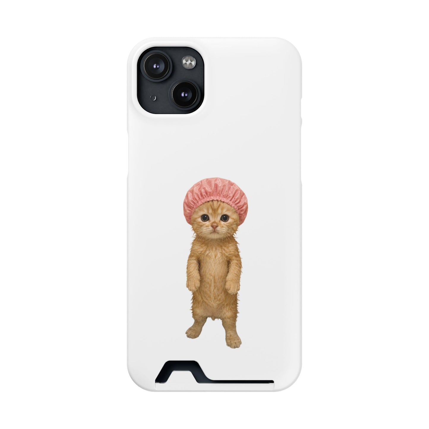 Cute Cat Shower Cap Phone Card Case
