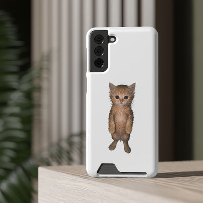 Cute Standing Kitten Phone Case with Card Holder