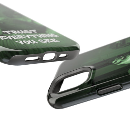Phone Case 'Trust Everything You See' Green Dog Photo Magnetic Impact-Resistant Case