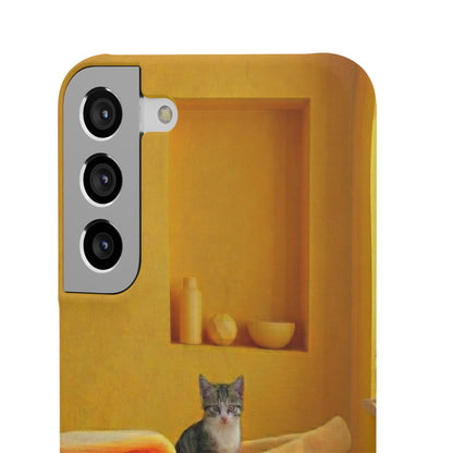 Cat Cozy Phone Case – Cute Kittens in Yellow Living Room Snap Case