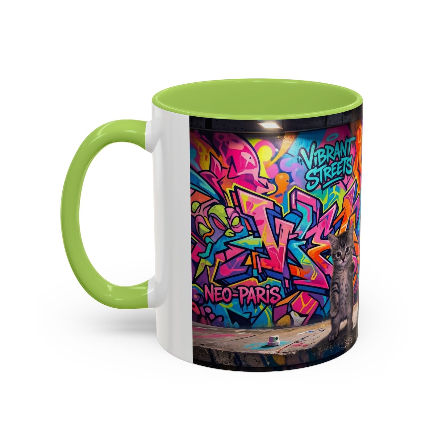 Street Kitties Graffiti Coffee Mug — Colorful Cat Art Accent Mug (11/15oz)