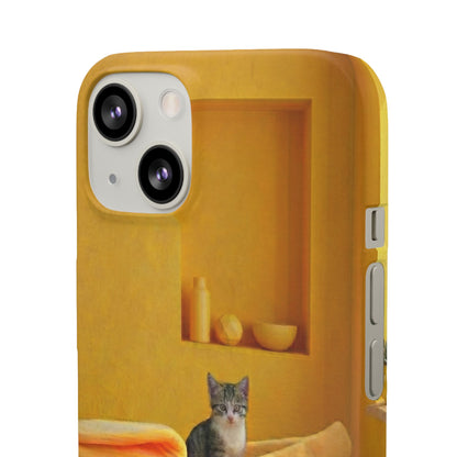 Cat Cozy Phone Case – Cute Kittens in Yellow Living Room Snap Case