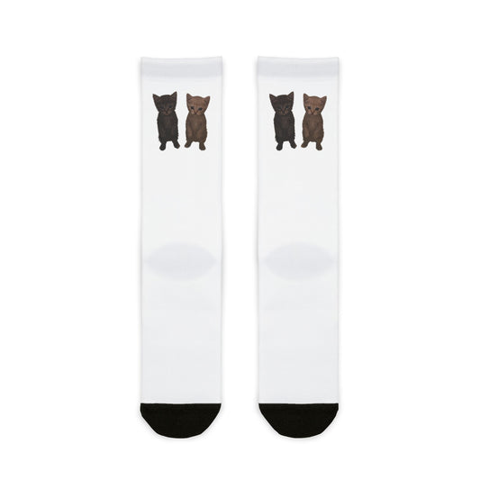 Cute Black & Brown  Cat Pair Crew Socks