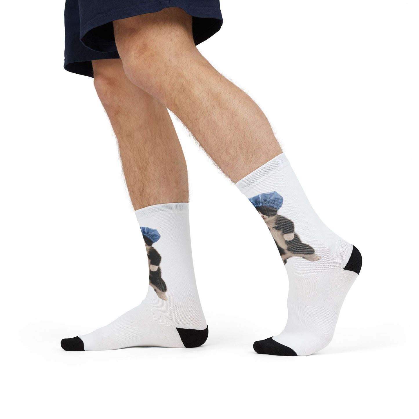 Cute Cat in Shower Cap Sublimation Crew Socks