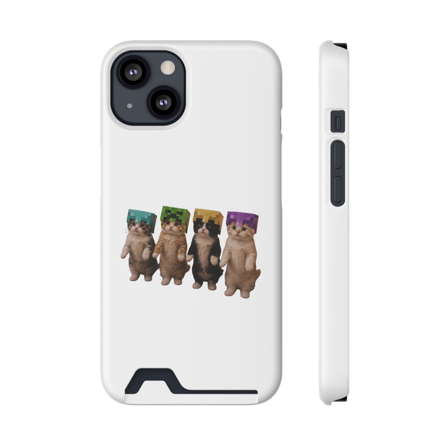 Minecraft Kittens Cat Phone Case with Card Holder