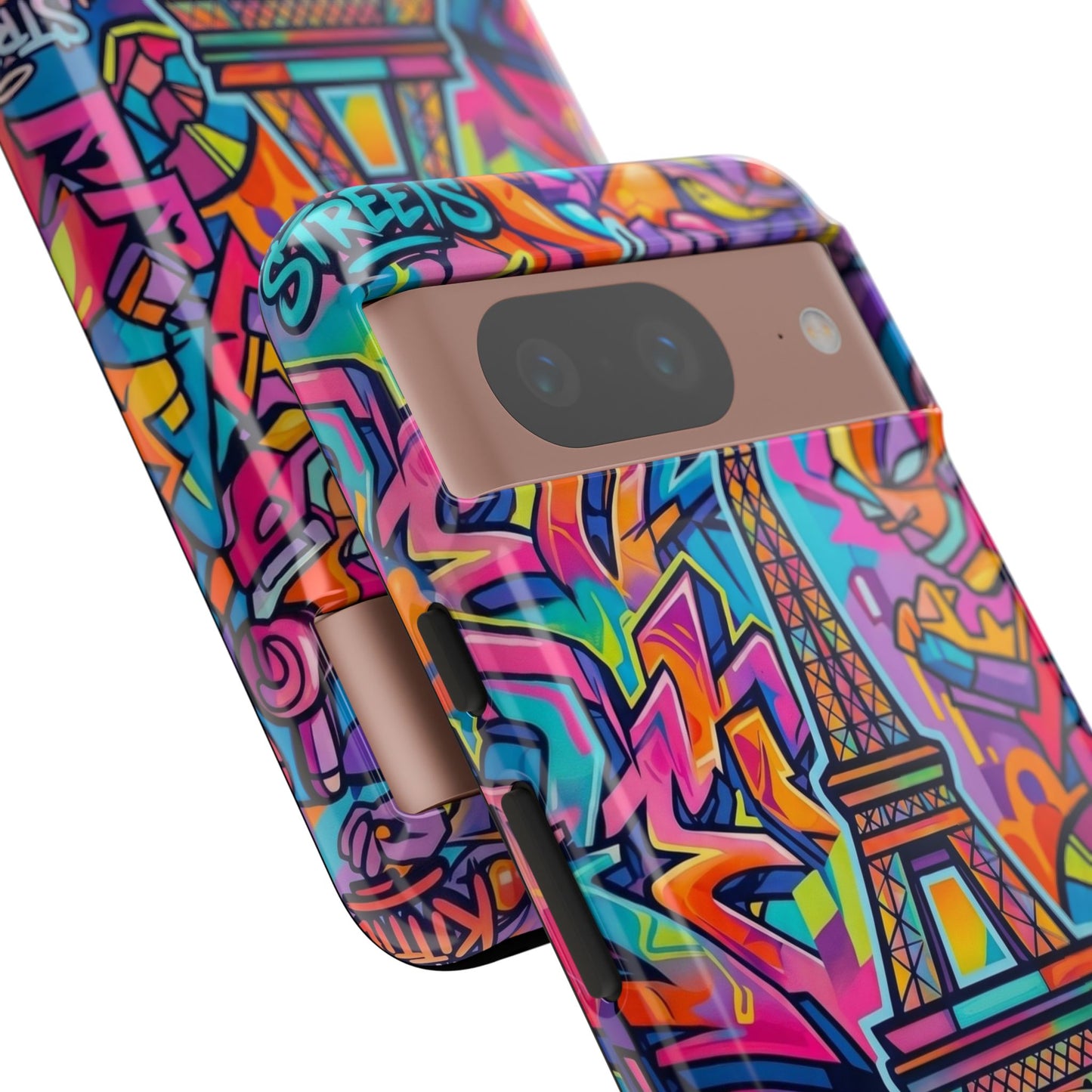 Cat Graffiti Eiffel Phone Case — Colorful Urban Parisian iPhone Cover