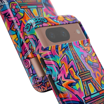 Cat Graffiti Eiffel Phone Case — Colorful Urban Parisian iPhone Cover