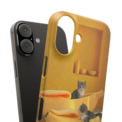Cat Cozy Phone Case – Cute Kittens in Yellow Living Room Snap Case