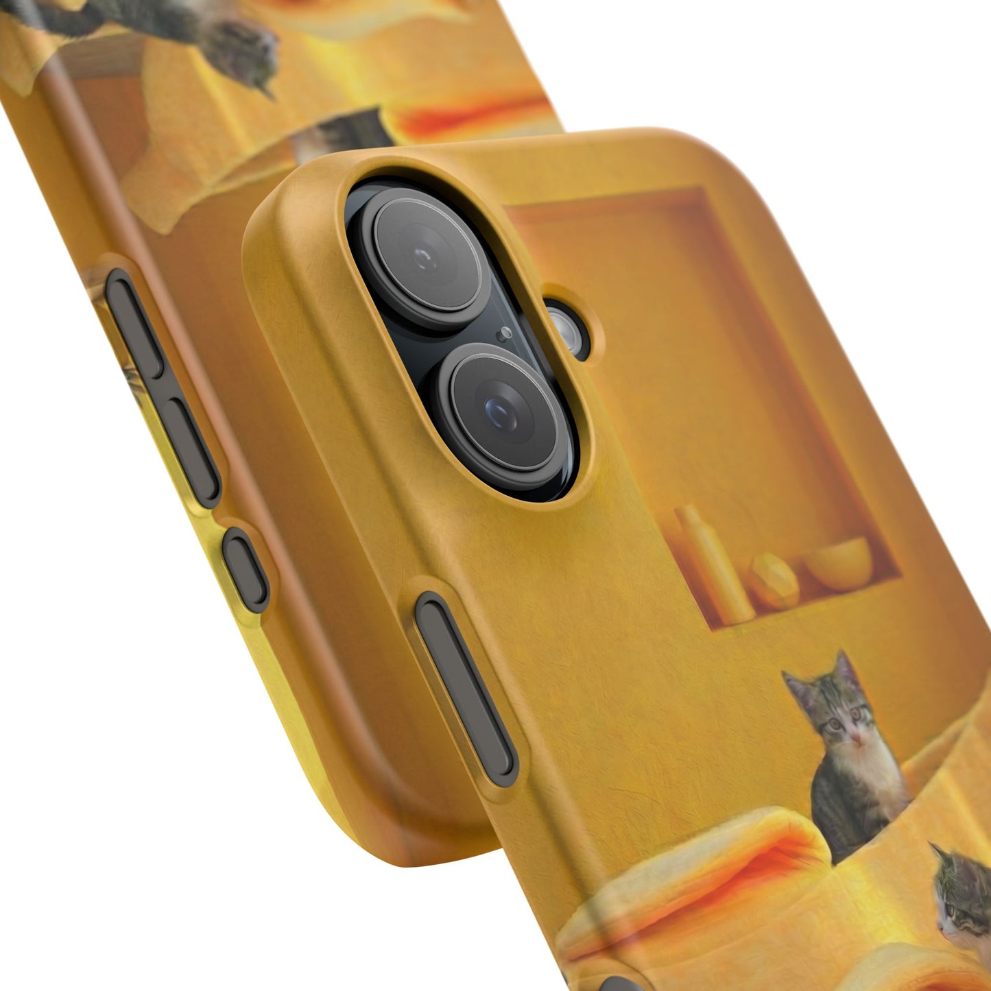 Cat Cozy Phone Case – Cute Kittens in Yellow Living Room Snap Case