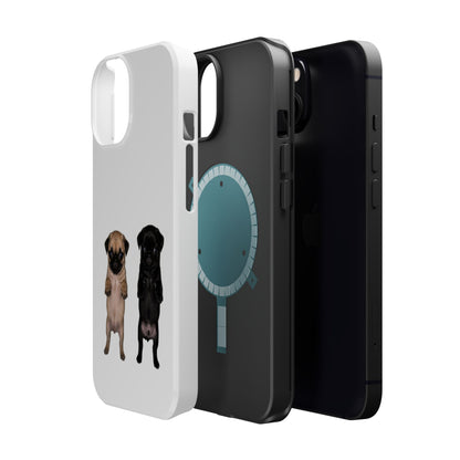 Cute Standing Pug Duo Magnetic Impact-Resistant Phone Case