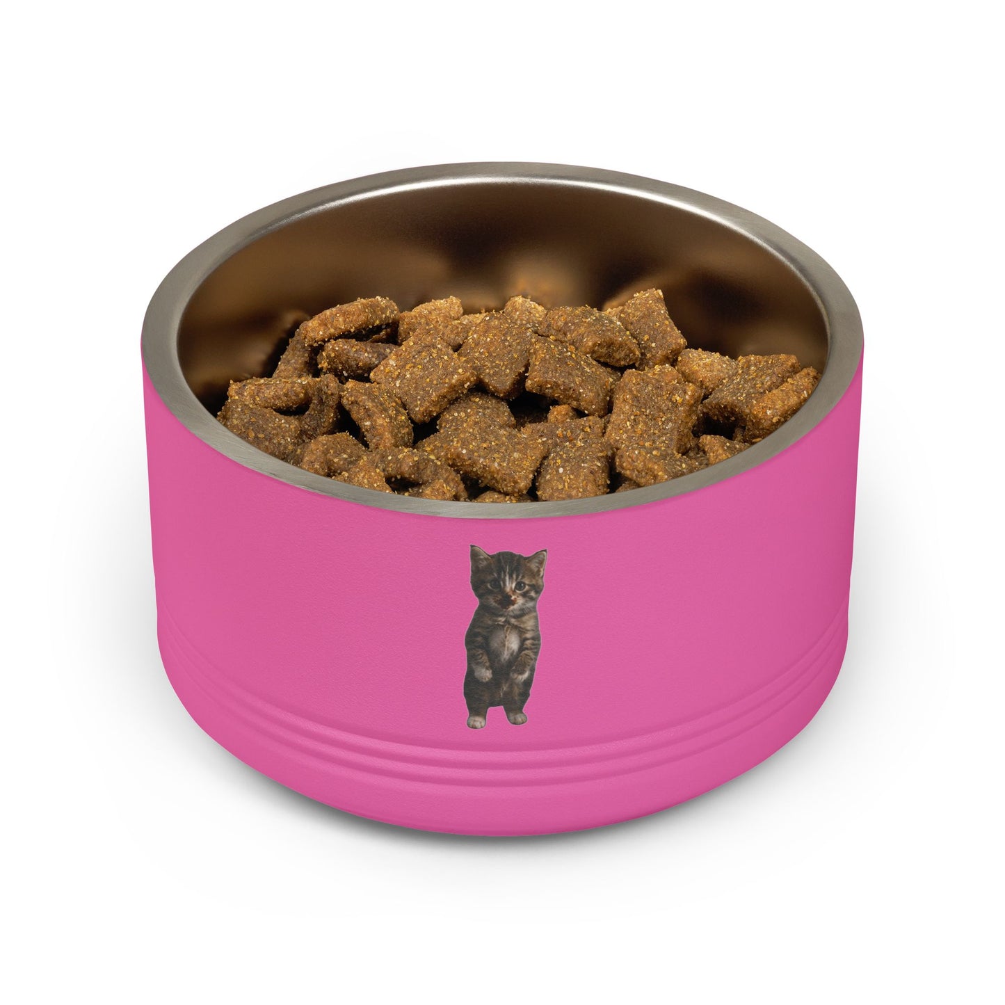 Cute Standing Kitten Stainless Steel Pet Bowl  18oz