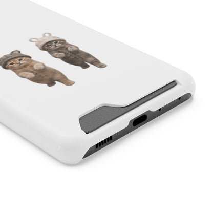 Kawaii Cats with Bear & Bunny  Cute Cat Duo Phone Card Case
