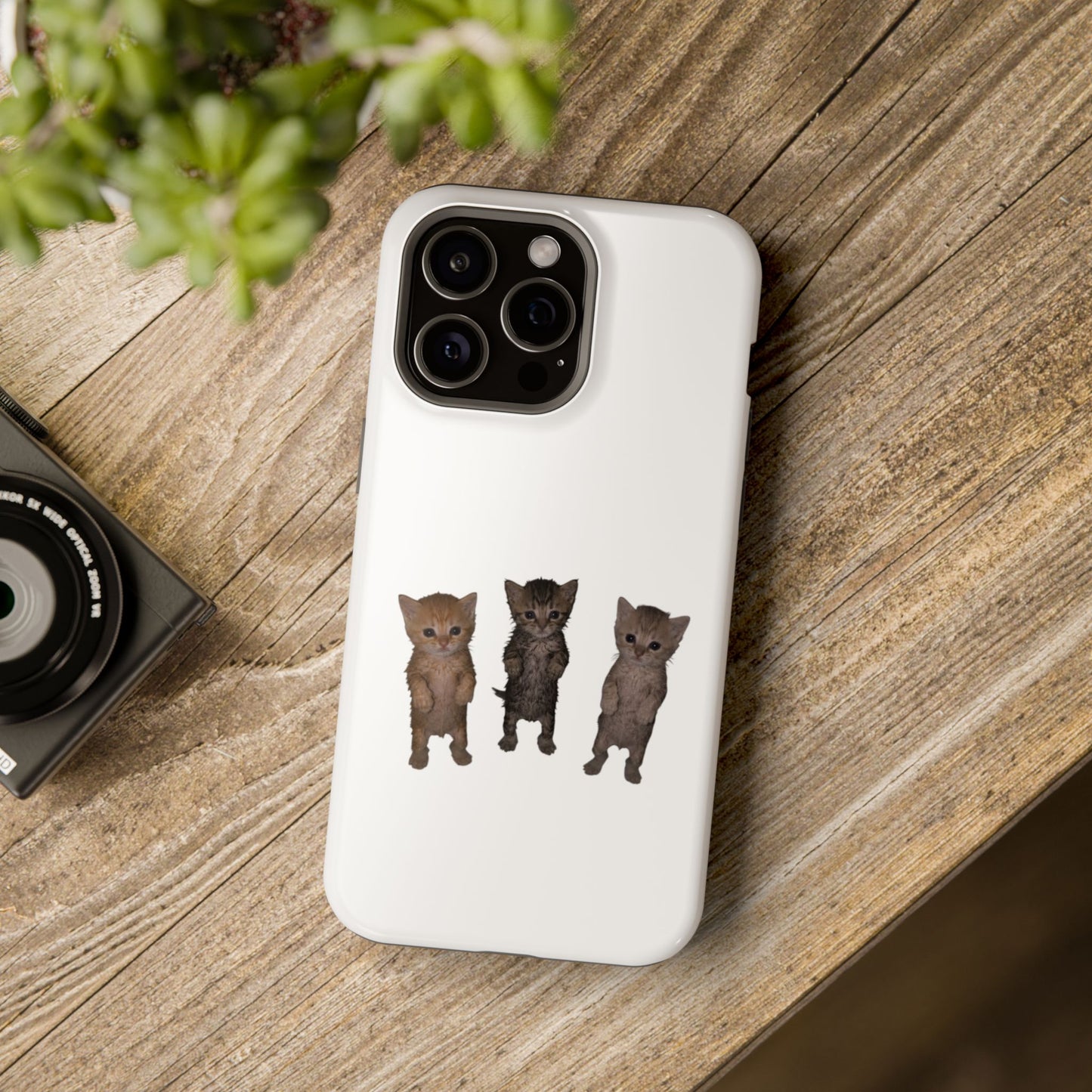 Cute Standing Kittens Magnetic Impact-Resistant Phone Case