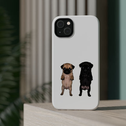 Cute Standing Pug Duo Magnetic Impact-Resistant Phone Case
