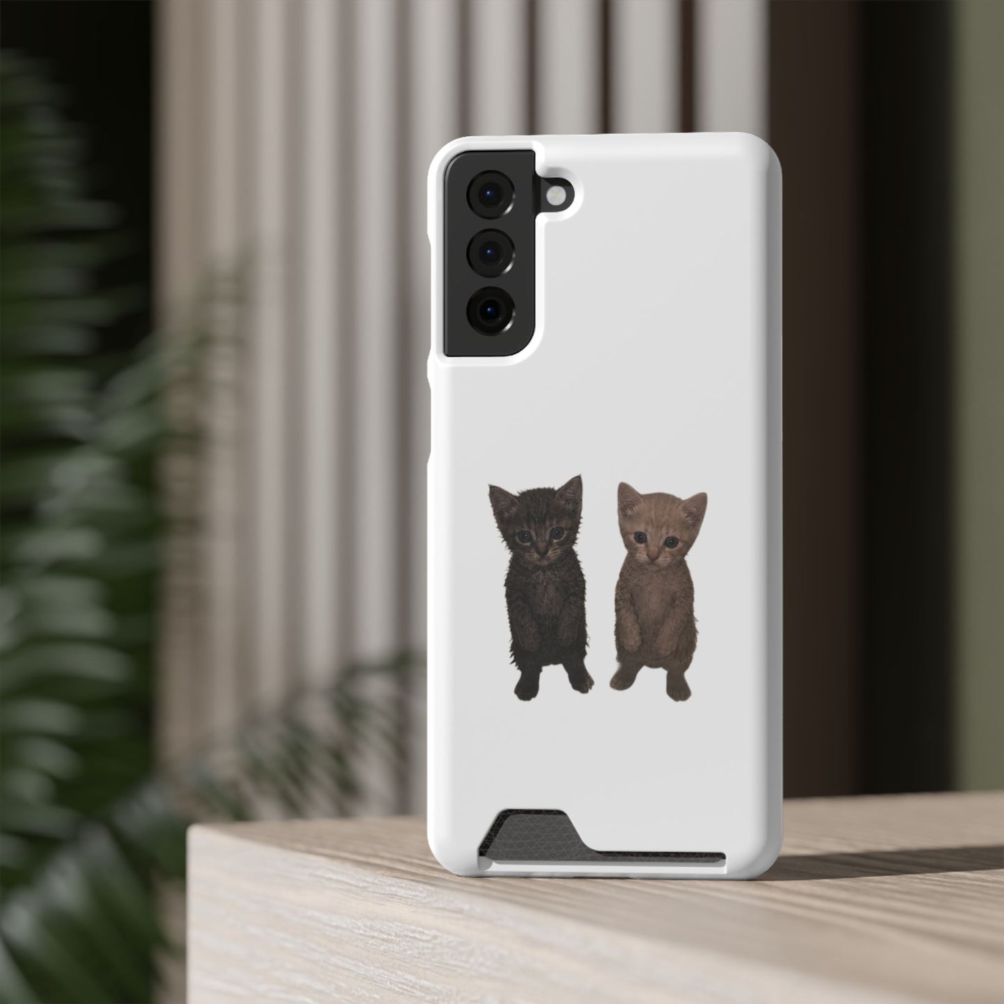 Cute Kitten Duo Phone Case with Card Holder