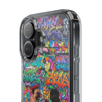 Clear Phone Case — Colorful Graffiti Pugs Design