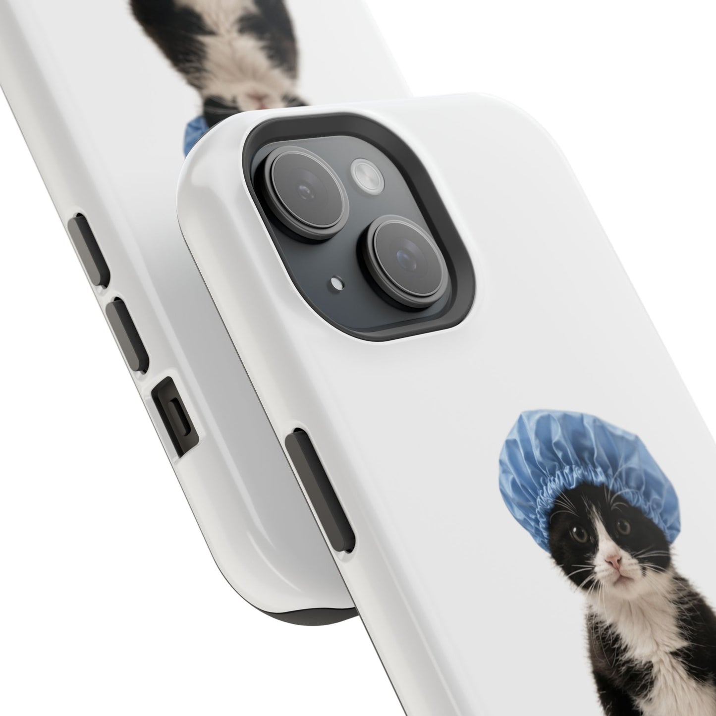 Cute Cat in Shower Cap Magnetic Impact-Resistant Phone Case