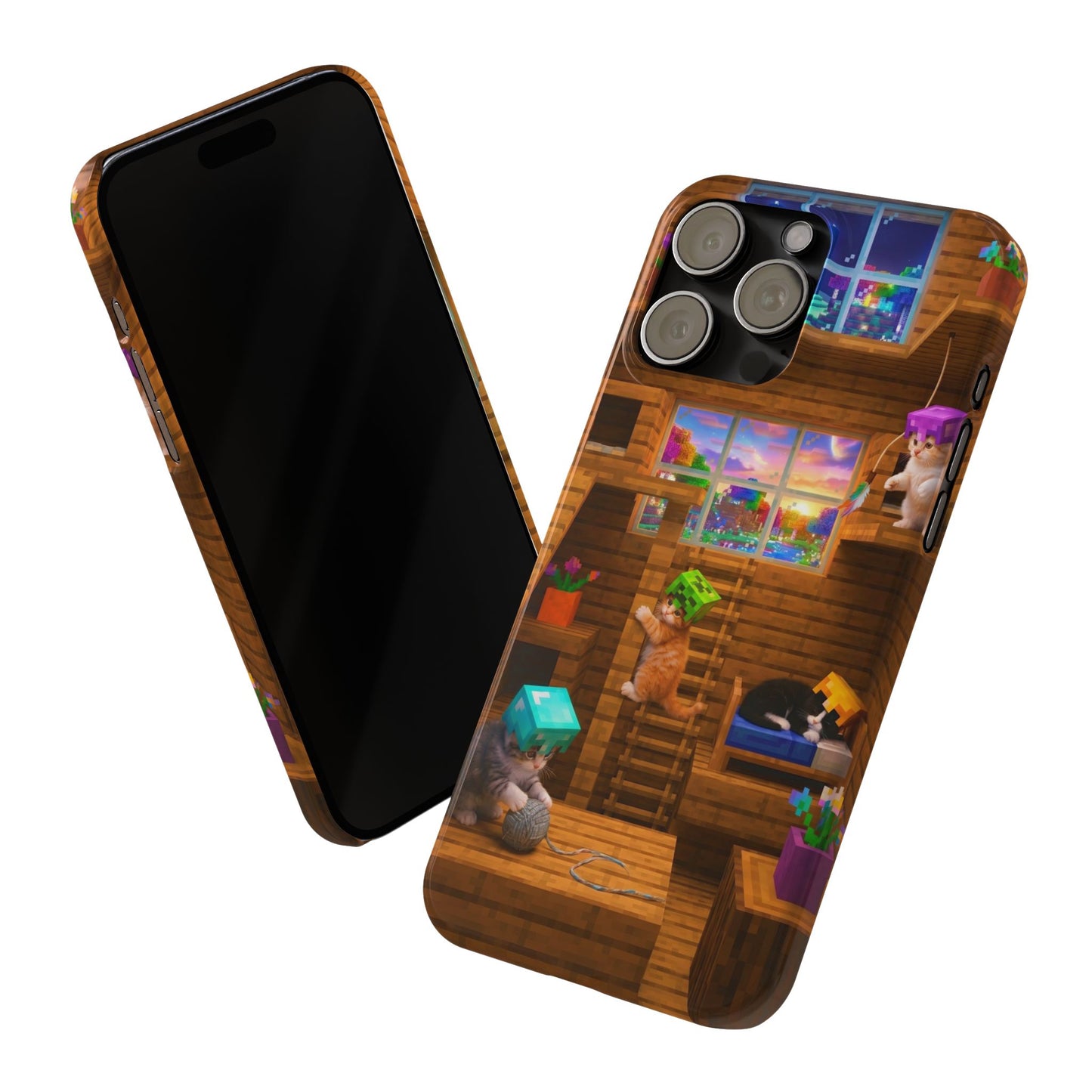 Minecraft Cozy Treehouse Slim Phone Case — Gamer Pixel Cabin Design