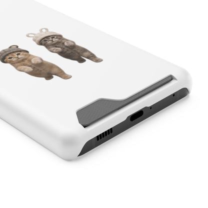 Kawaii Cats with Bear & Bunny  Cute Cat Duo Phone Card Case