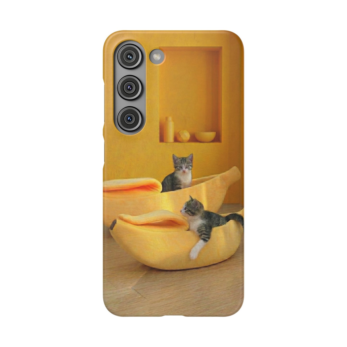 Cat Cozy Phone Case – Cute Kittens in Yellow Living Room Snap Case