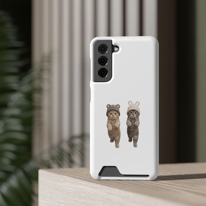 Kawaii Cats with Bear & Bunny  Cute Cat Duo Phone Card Case