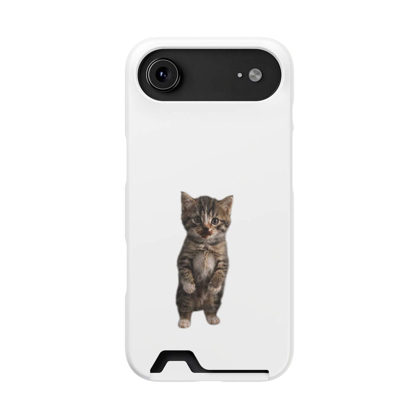 Cute Standing Kitten Phone Case with Card Holder