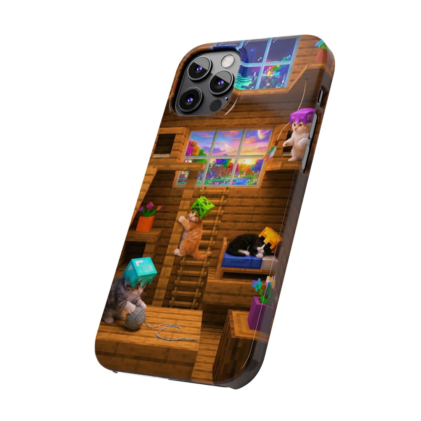Minecraft Cozy Treehouse Slim Phone Case — Gamer Pixel Cabin Design