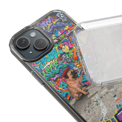 Clear Phone Case — Colorful Graffiti Pugs Design