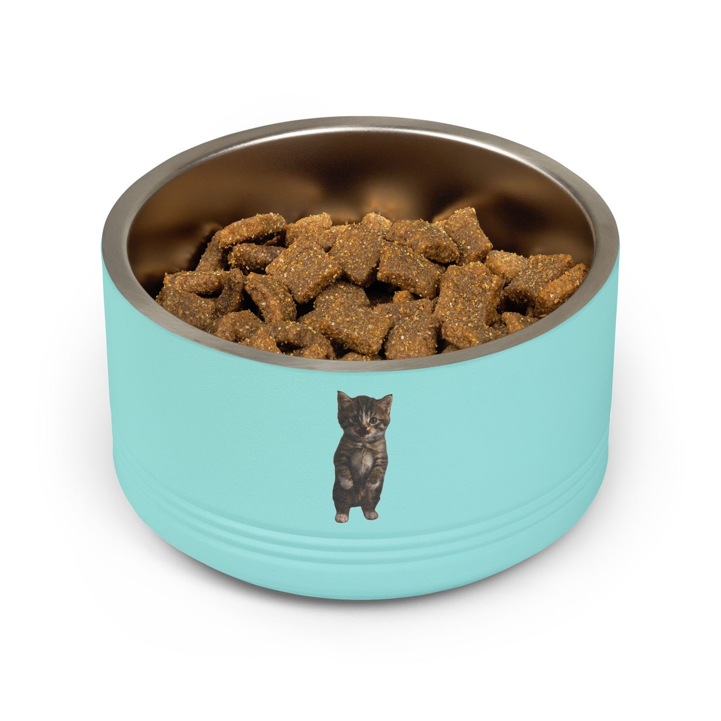 Cute Standing Kitten Stainless Steel Pet Bowl  18oz
