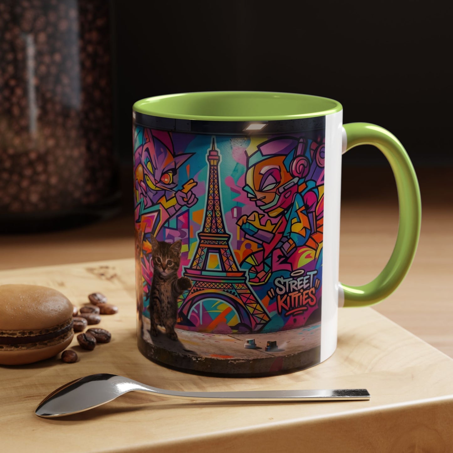Street Kitties Graffiti Coffee Mug — Colorful Cat Art Accent Mug (11/15oz)