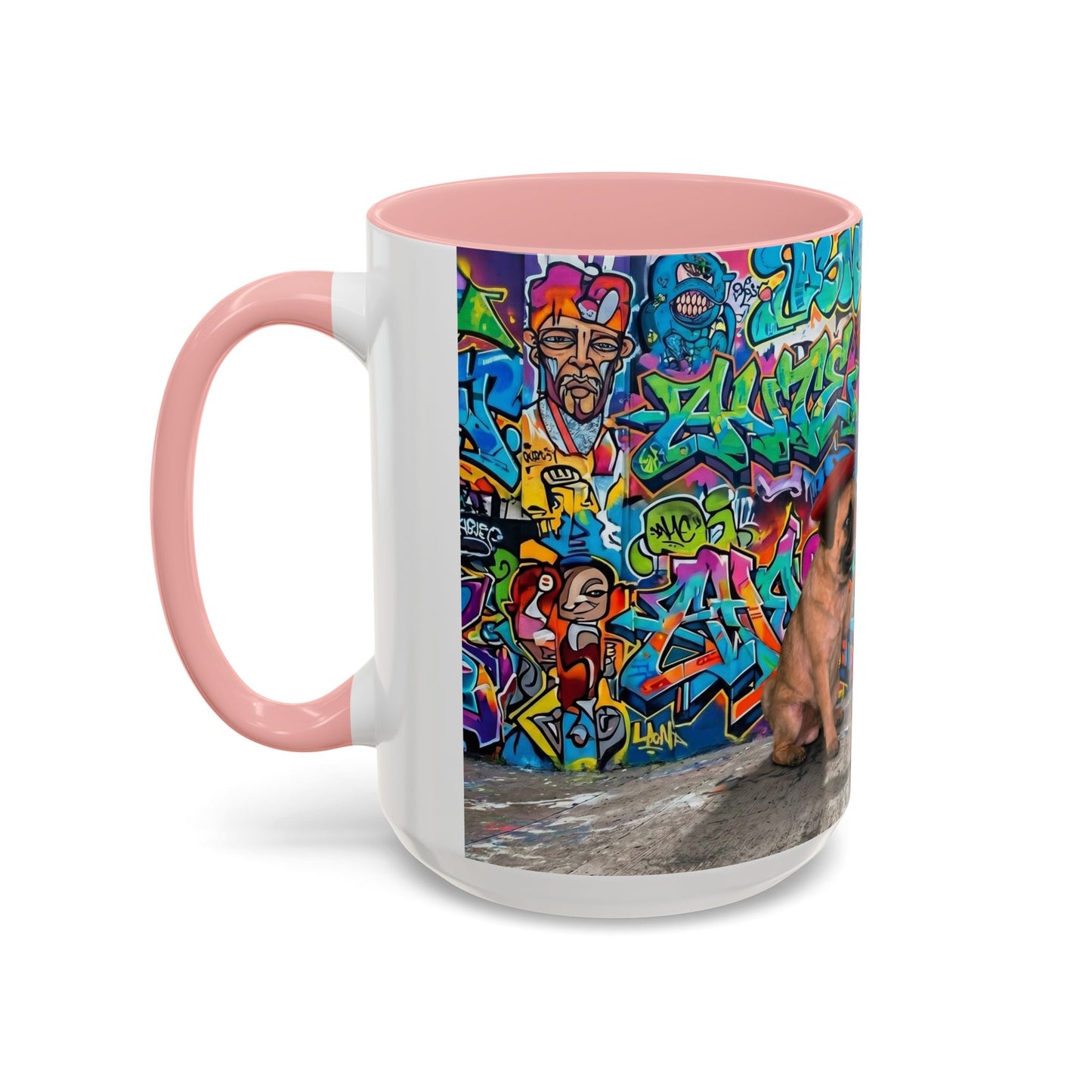 Graffiti Pug Coffee Mug — Colorful Street Art Accent Mug (11/15oz)