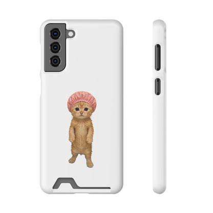 Cute Cat Shower Cap Phone Card Case