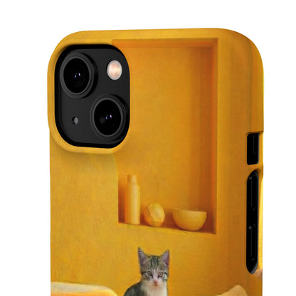 Cat Cozy Phone Case – Cute Kittens in Yellow Living Room Snap Case