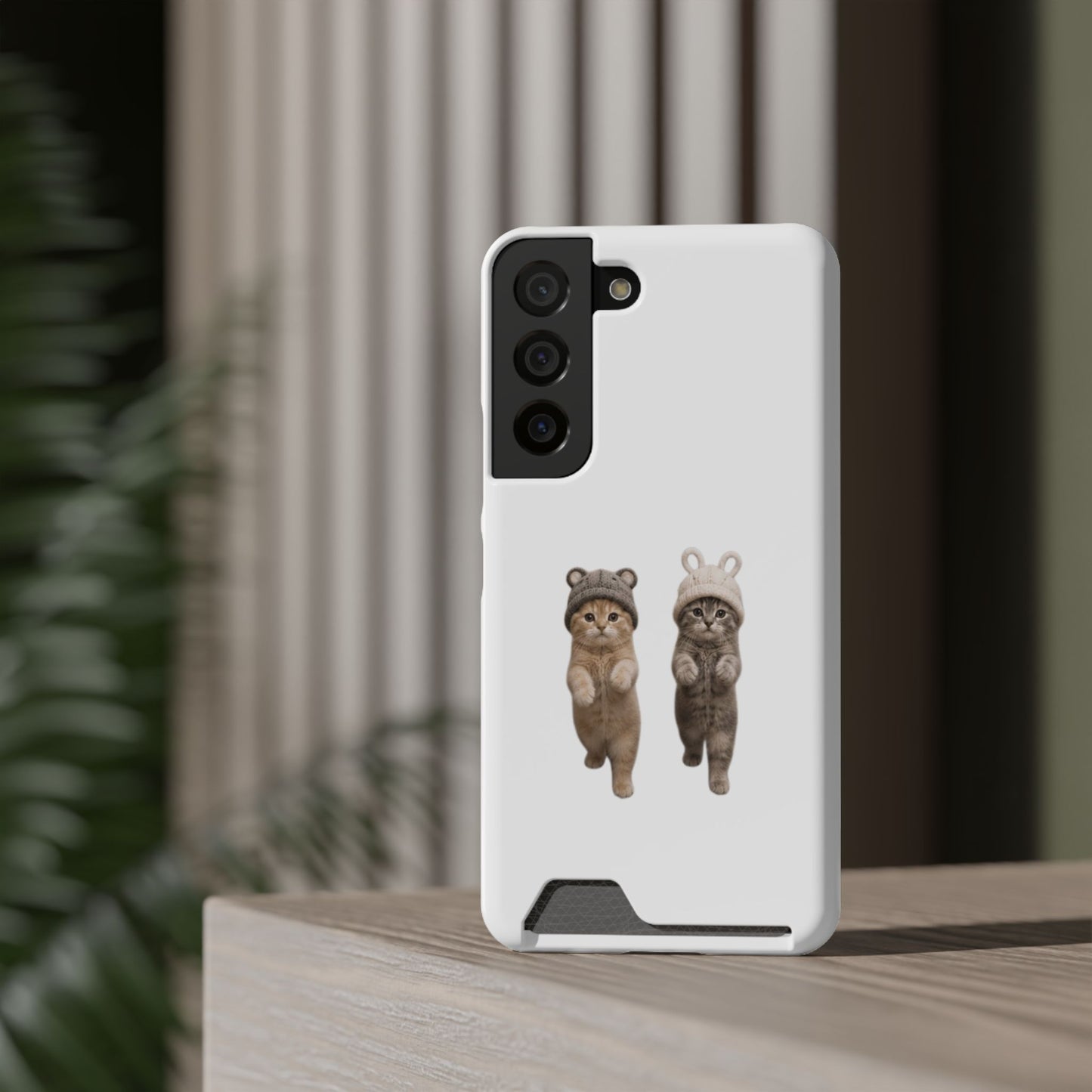 Kawaii Cats with Bear & Bunny  Cute Cat Duo Phone Card Case