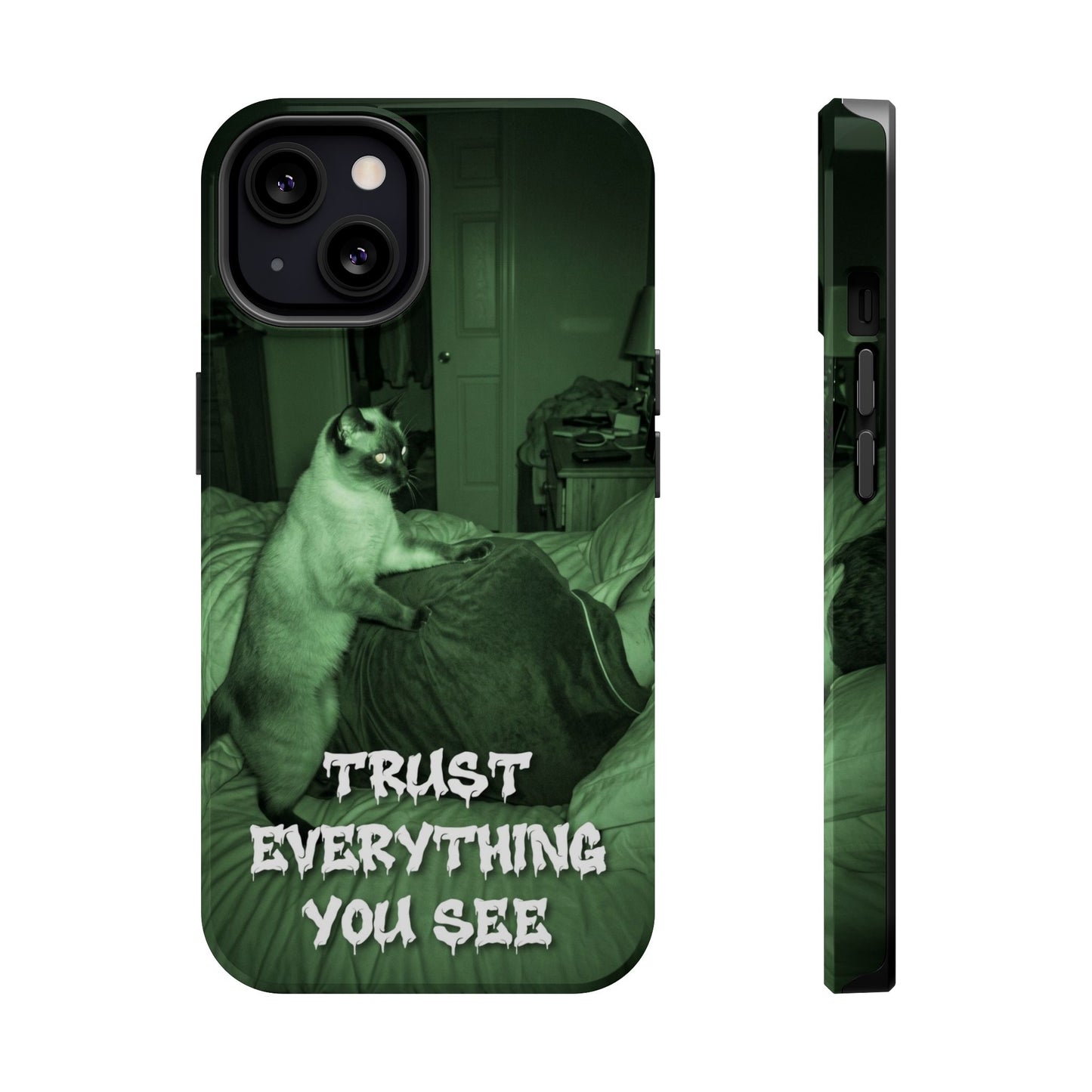 Phone Case 'Trust Everything You See' Green Dog Photo Magnetic Impact-Resistant Case