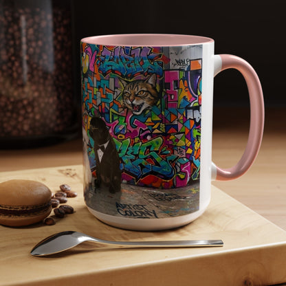 Graffiti Pets Coffee Mug — Colorful Street Art Dog & Cat Accent Mug (11/15oz)