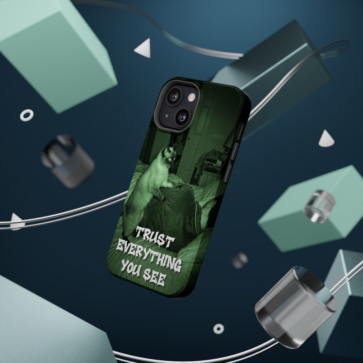 Phone Case 'Trust Everything You See' Green Dog Photo Magnetic Impact-Resistant Case