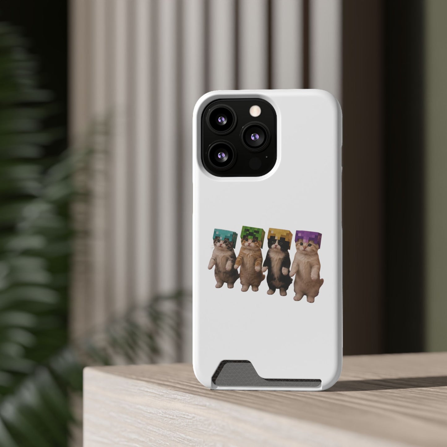 Minecraft Kittens Cat Phone Case with Card Holder