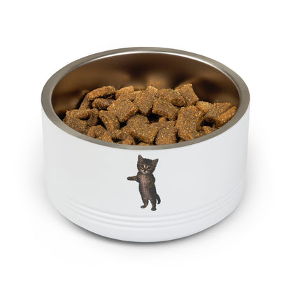 Cute Standing Kitten  Stainless Steel  Pet Bowl  18oz