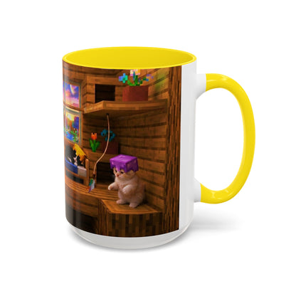 Cozy Cat Tree Accent Coffee Mug — Cute Kitten Window Scene (11/15 oz)