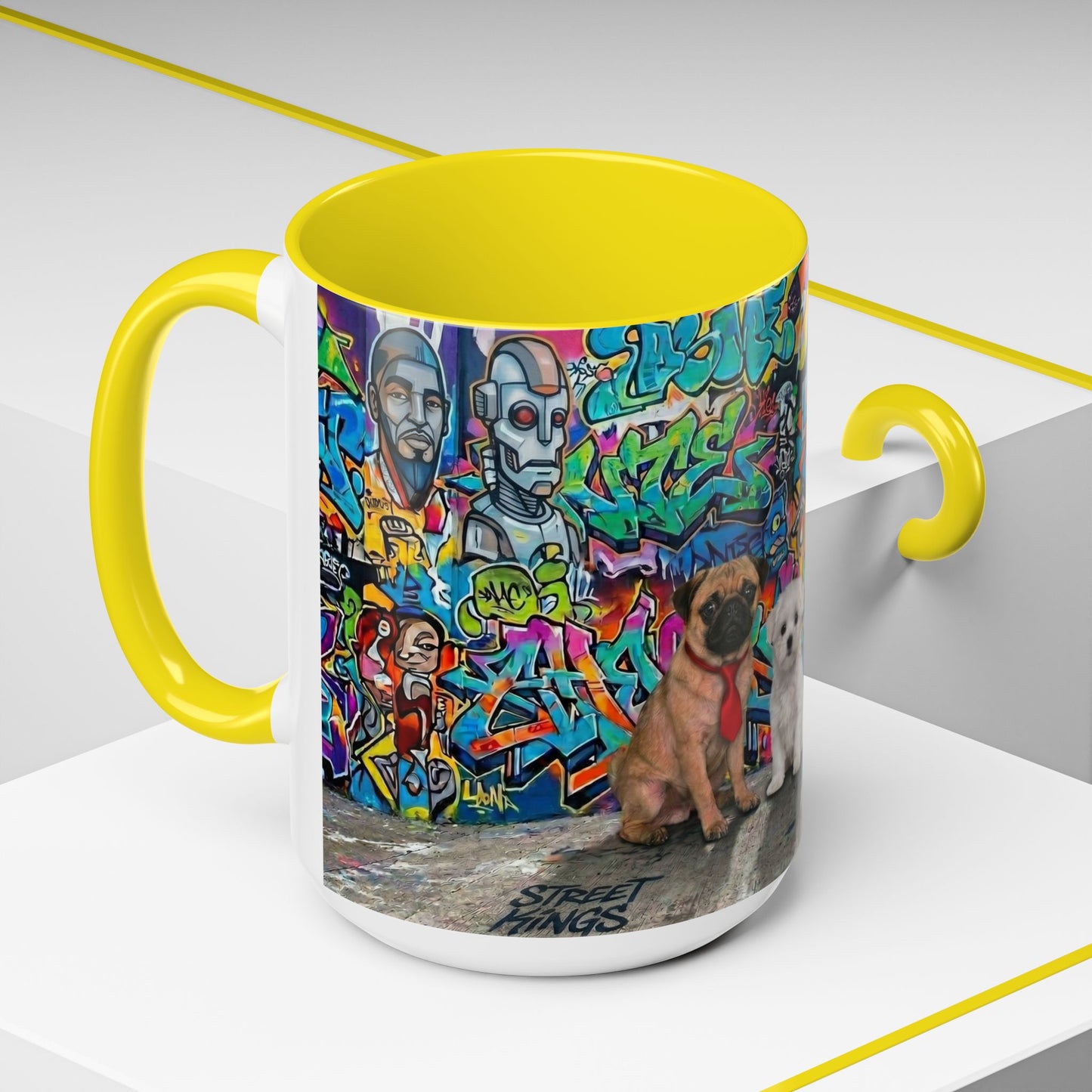 Graffiti Pets Coffee Mug — Colorful Street Art Dog & Cat Accent Mug (11/15oz)