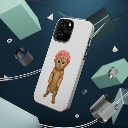 Cute Kitten in Shower Cap Magnetic Impact-Resistant Phone Case