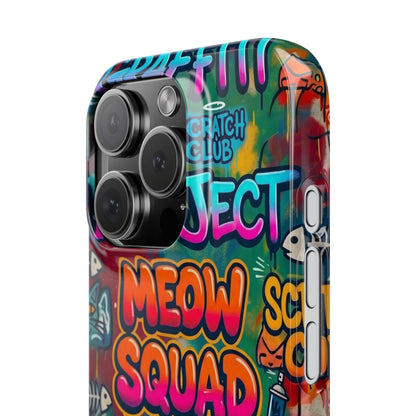Meow Squad Graffiti Phone Case — Colorful Cat Crew Slim Case
