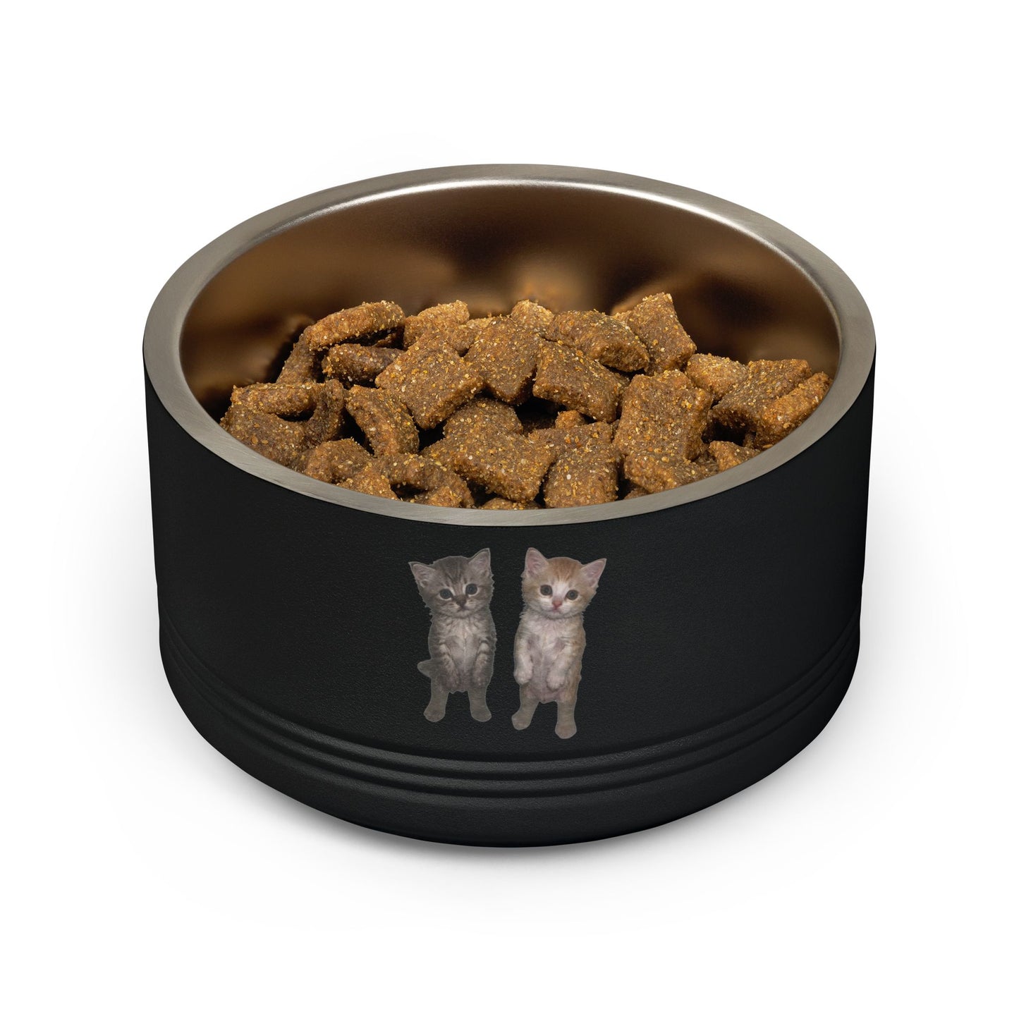 Duo Cute Cat Stainless Steel Pet Bowl — 18 oz